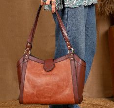 Handmade Brick Cherry Tote Bag Leather Deluxe